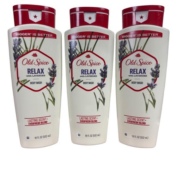 Set of 3 Old Spice Relax Lavender Body Wash Everfresh Blend 18 fl oz NEW - Picture 1 of 2